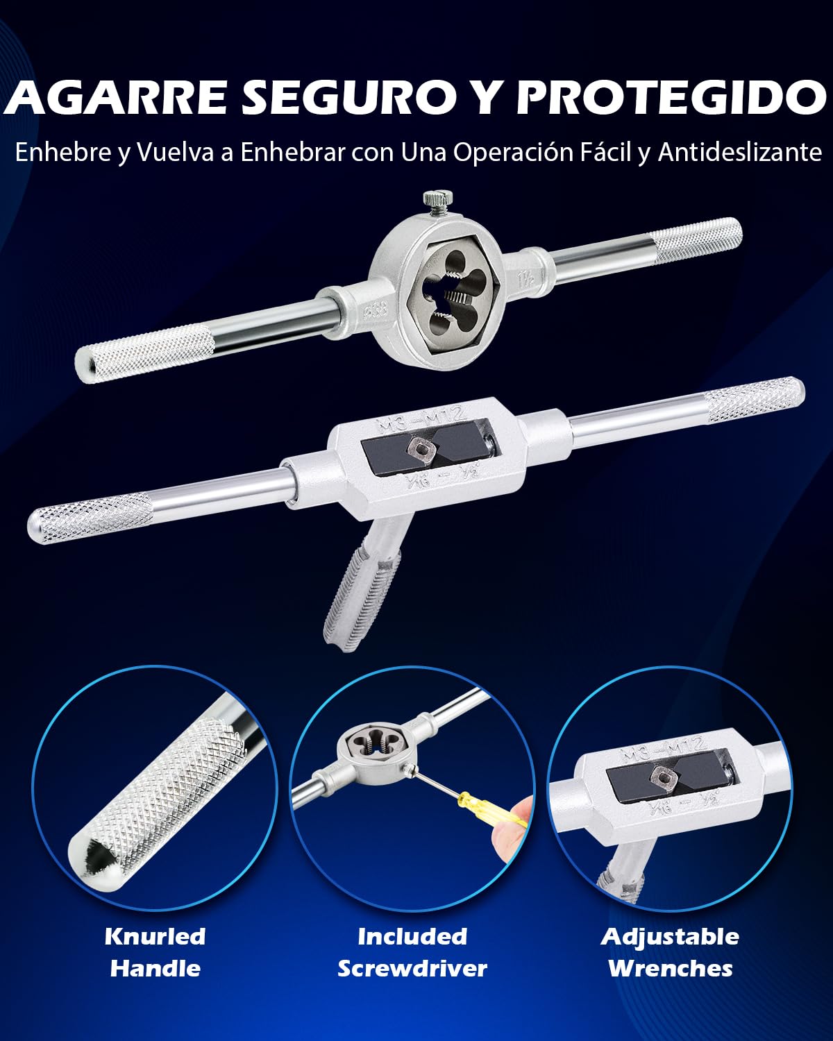 Orion Motor Tech Juego de Machos y Matrices de 40 Piezas, Tamaños Métricos | Kit de Herramientas para Mejorar el Hogar para Crear y Reparar Roscas | Juego de Herramientas Manuales con Llaves Métricas