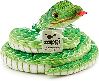 Zappi Co Peluche de Serpiente de Peluche para niños, Parte de la colección de Animales de Safari, niños (180 cm de Longitud) (pitón de árbol Verde)