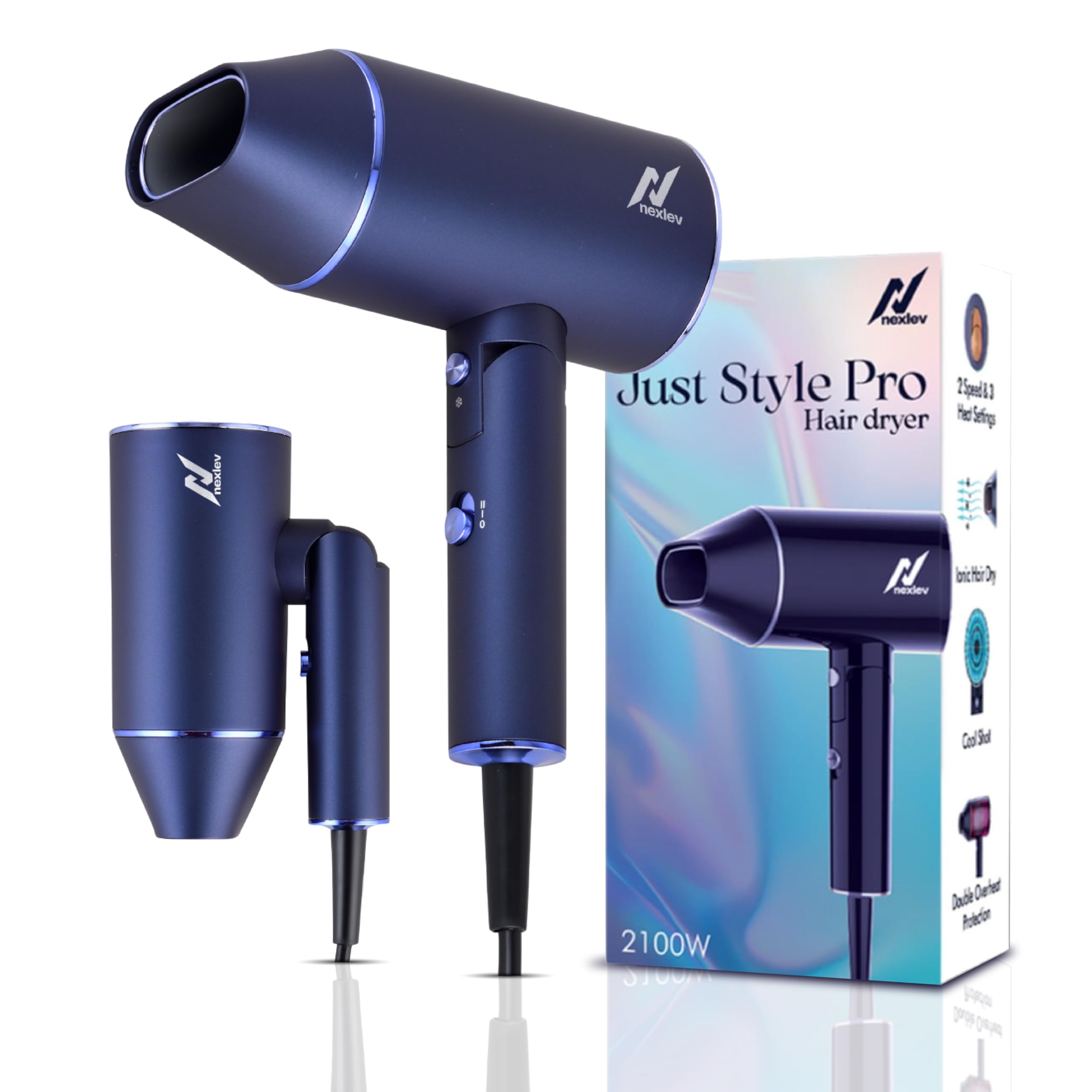 Nexlev Just Style Pro Hair Dryer |2100 W for Quick & Easy Blowdry