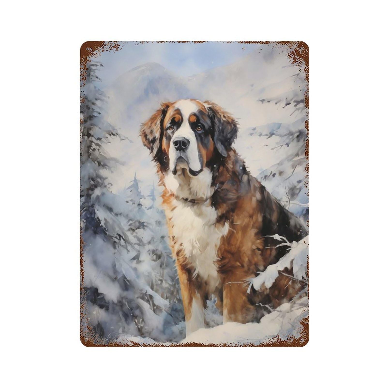 Saint Bernard Dog Retro Metal Sign 15.7"x11.8", for Office, Studio And Wall Decor, Industrial Home Decor