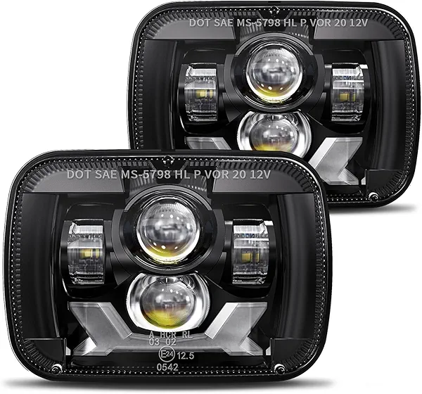 HWSTAR Pair 180W 1000% Bright H6054 5x7 7x6 Led Headlights Compatible with Jeep Cherokee XJ Wrangler YJ DOT Anti-glare DRL Turn Signal Hi/Low Sealed Beam Ford Chevy GMC Toyota Nissan Dodge etc Black
