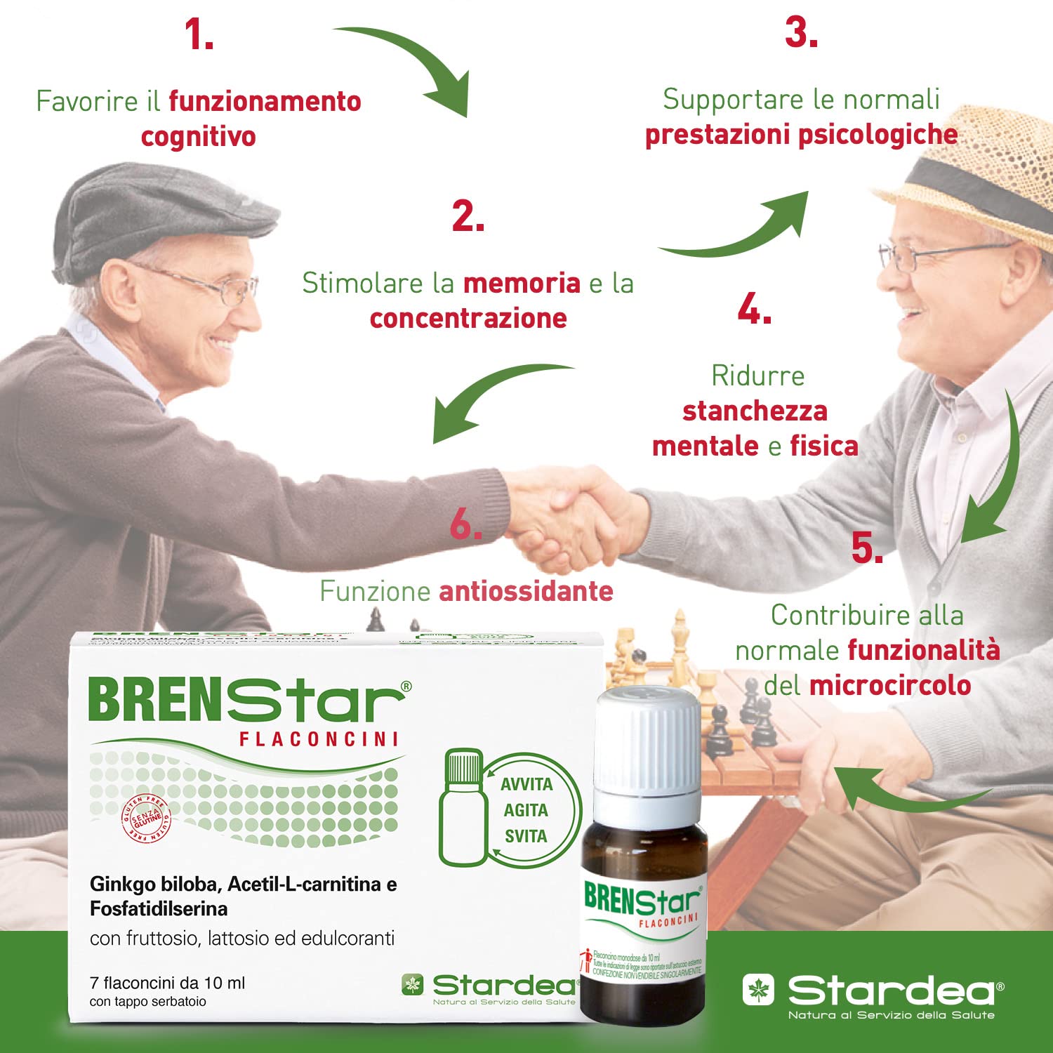 Ginkgo Biloba | Integratore per Memoria e Concentrazione | Integratore naturale stanchezza metale e fisica | Ginkgo Biloba da Bere | 7 flaconcini facile utilizzo | STARDEA Brenstar