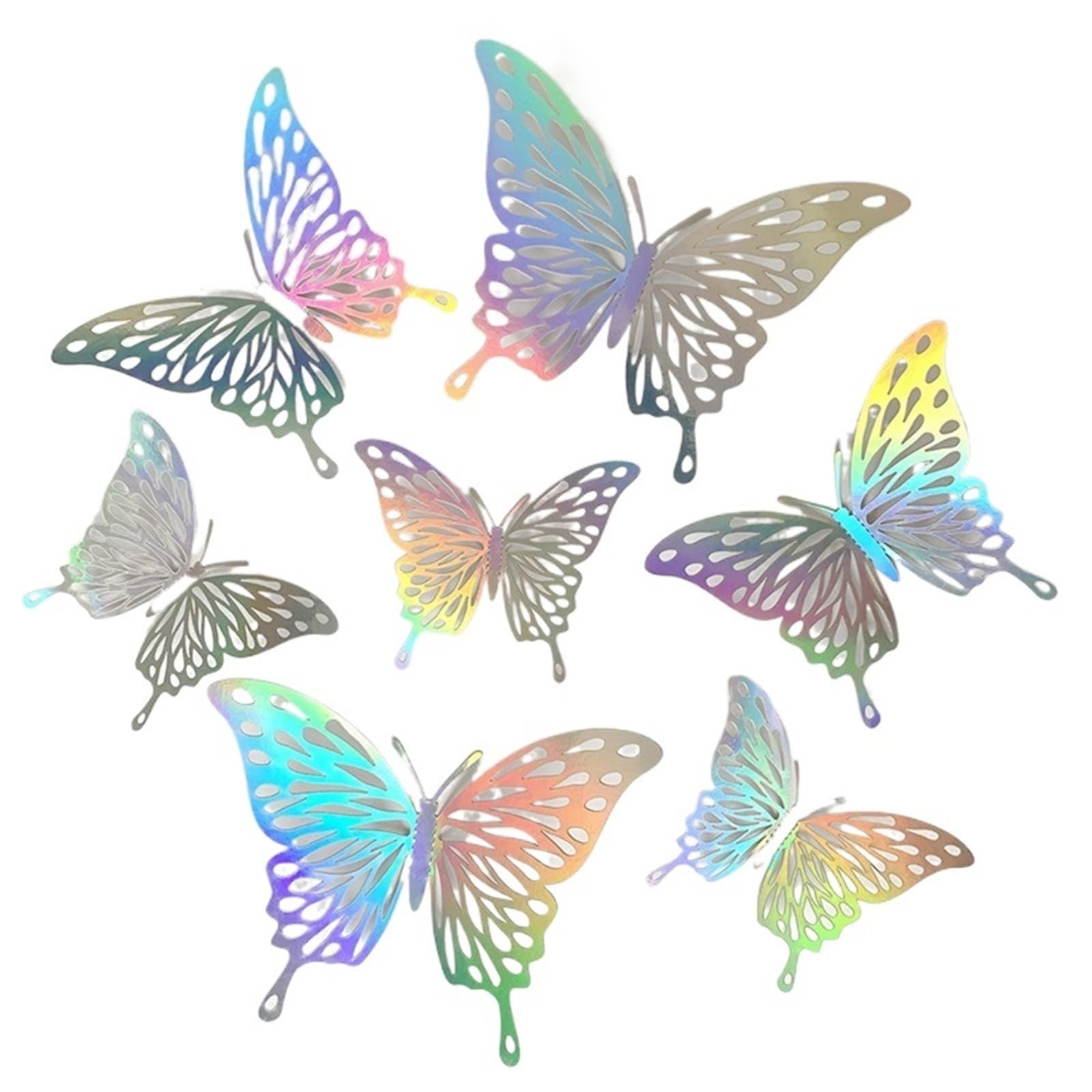 12PCS 3D Double-Layer Simulation Butterfly Wall Sticker Refrigerator Magnet Rooms Kitchen Home Decor(Grey)