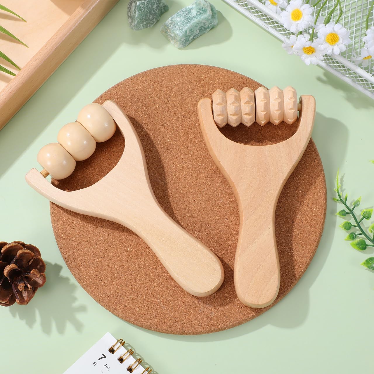 Wooden Massage Roller 2pcs Handheld Full Body Ball Roller Ease Muscle Tension for Back Neck Foot Calf Leg Arm Muscle - Image 8