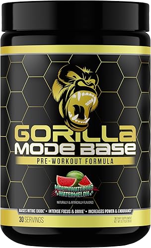 Miniatura 9 de Gorilla Mode Base - Preentrenamiento - Aumenta el óxido nítrico, enfoque y conducción intensos, resistencia, potencia, L-citrulina, L-tirosina,