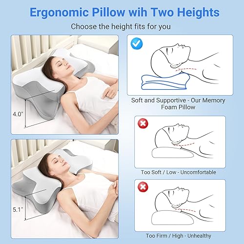 Miniatura 4 de jiaao Almohada cervical cervical  Almohada ergonómica de apoyo cervical para aliviar el dolor de cuello, funda de almohada sedosa refrescante de