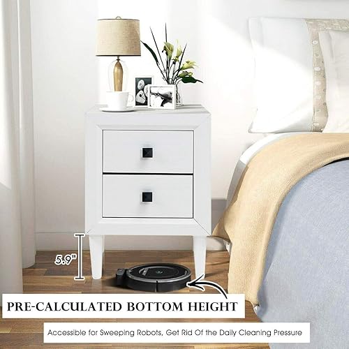 Miniatura 6 de Safeplus Mesitas de noche de madera, multiusos, mesa auxiliar para sofá, mesita de noche con 2 cajones, perfecto para dormitorio, sala de estar,