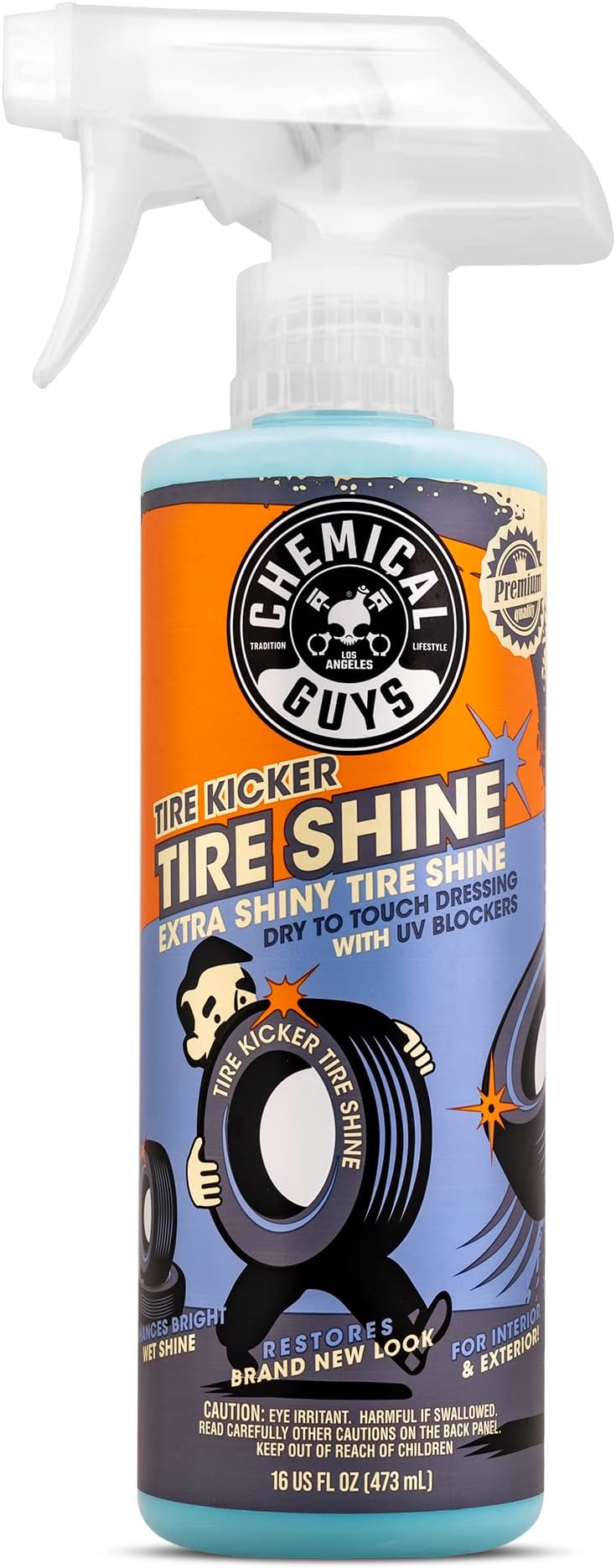 Chemical Guys Tire Kicker Sprayable Extra Glossy Tire Shine Spray, Dry-to-Touch Dressing - Restores Wet Look to Rubber, Vinyl, and Plastic, Safe for Cars, Trucks, Motorcycles, RVs, and More - 16 oz