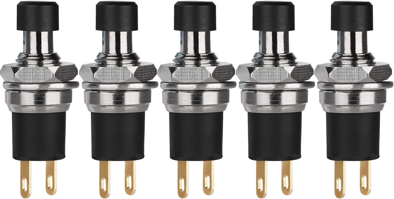 5Pcs Self-Locking SPST Latching Type Dash ON/Off Push Button Switch AC 250V/3A Black