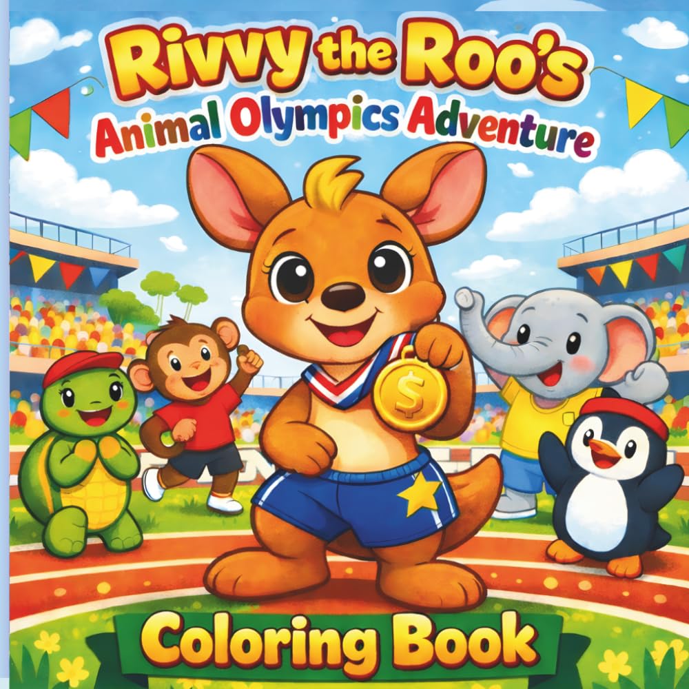 Rivvy The Roo's Animal Olympic's Adventure: An Animal Sports Coloring Book for Kids Ages 3–8 About Confidence, Teamwork, and Fair Play