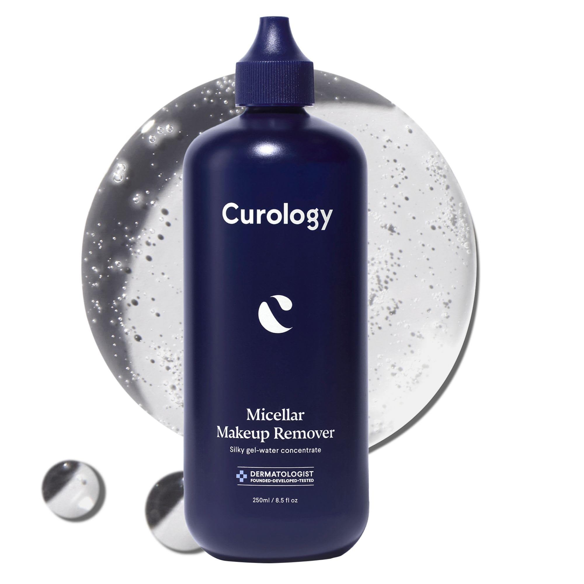 Curology Micellar Water Makeup Remover, Cleansing Gel Water Concentrate, Waterproof Eye and Face Make Up Removal, 8.5 fl oz