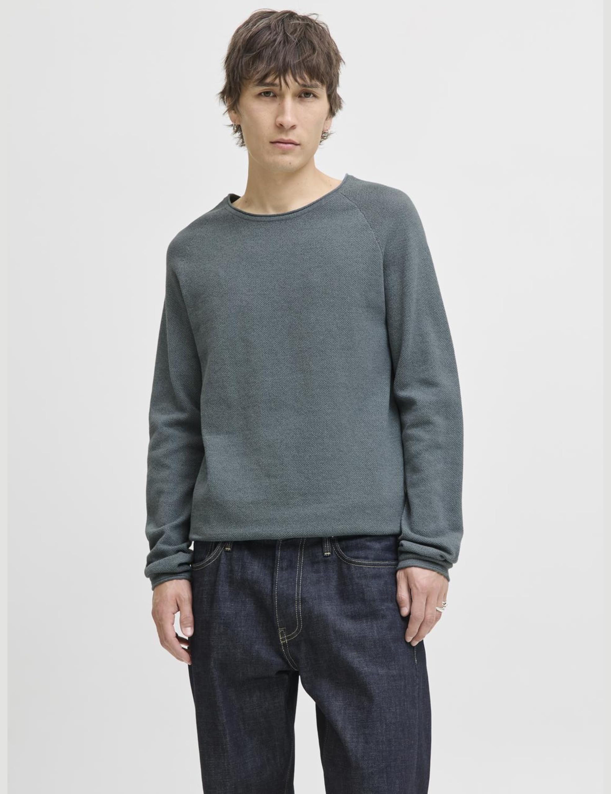 JACK & JONES Jjehill Knit Crew Neck Noos, stormy pogoda, M