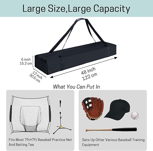 Miniatura 2 de VISEMAN Bolsa de repuesto de red estilo arco de béisbol sólo, bolsa de red de práctica de béisbol, bolsa de lona de red de béisbol, se adapta a