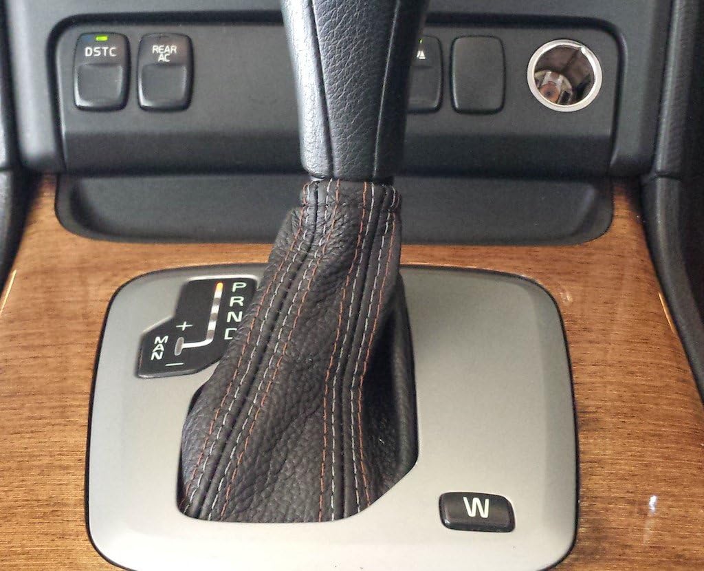 RedlineGoods Shift Boot Compatible with Volvo XC90 2003-13. Tailor Made - not Universal. Genuine top-Grade Italian Black Leather with Black Thread
