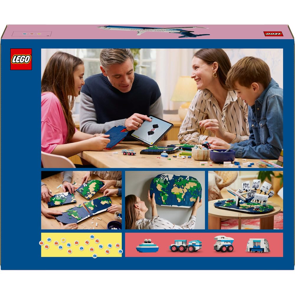 LEGO Wspomnienia z podróży, Zestaw Kreatywny dla Całej Rodziny, Mapa Świata do Zbudowania, Ciekawa Dekoracja Ścienna i Ozdoba do Salonu, Pomysł na Prezent dla Nastolatków i dla Podróżników, 41838