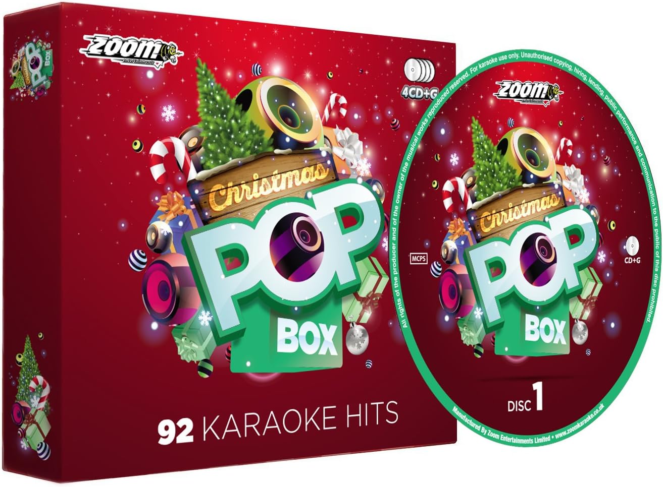 Zoom Karaoke Christmas Pop Box Party Pack - 4 CD+G Box Set - 92 Songs