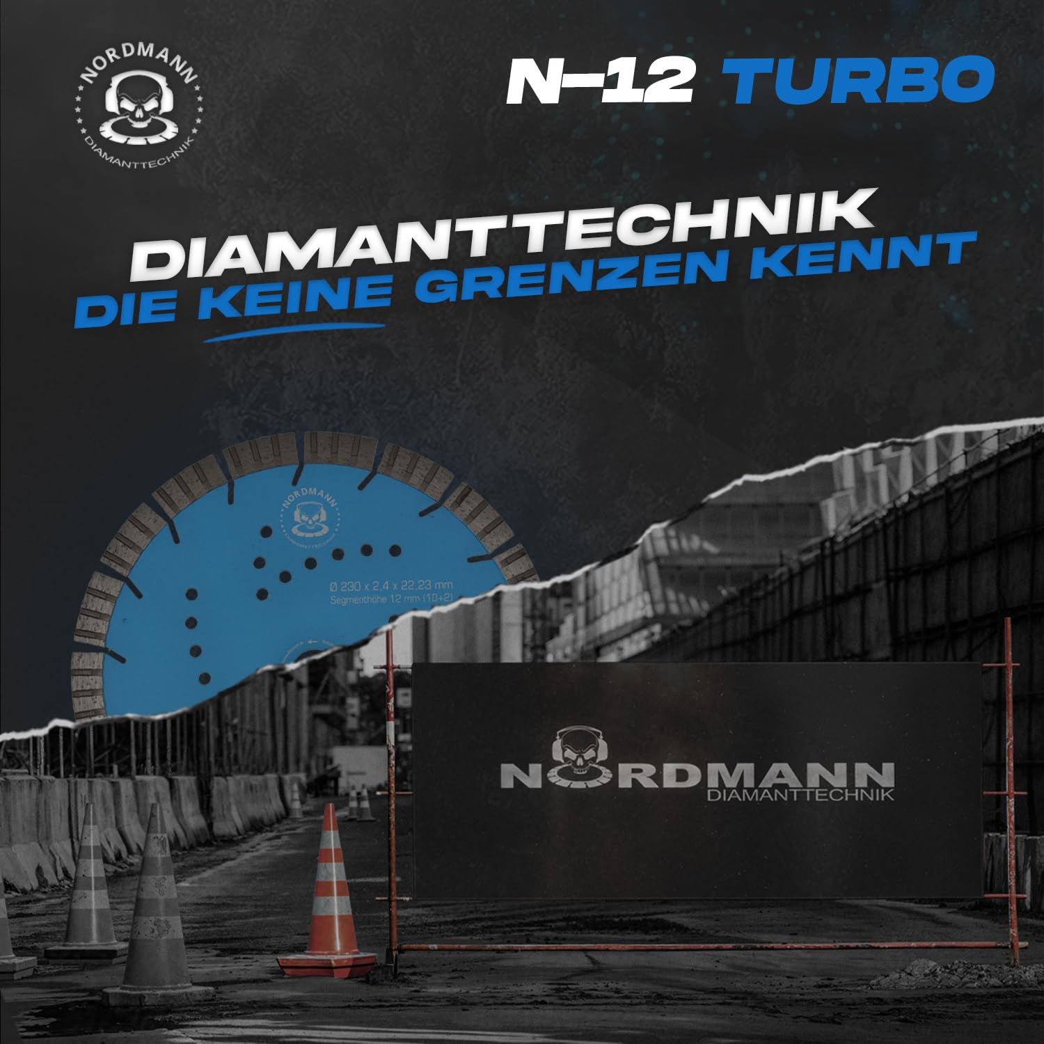 Disco de corte de diamante N-12 Turbo Ø 230 mm x 22,23 mm, disco de diamante para hormigón, hormigón armado, clinker y ladrillo