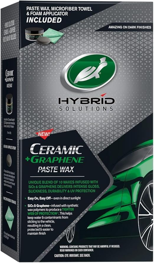 Turtle Wax Hybrid Solutions Ceramic + Graphene Paste Wax with Microfiber and Applicator Pad, Gloss And Paint Protection, (5.5oz Jar)