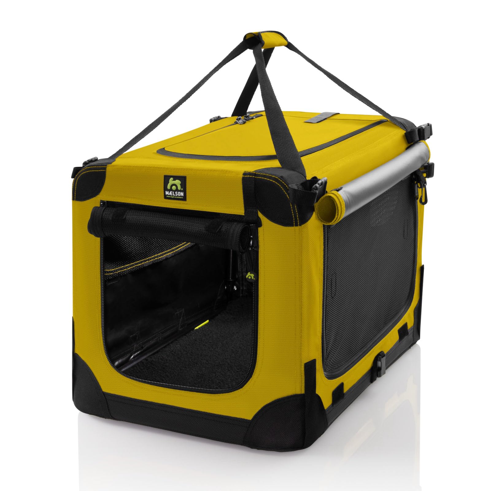 Maelson Soft Kennel Safran Gelb 62 cm + Lounge Mat - Transportbox mit Matratze für Hunde