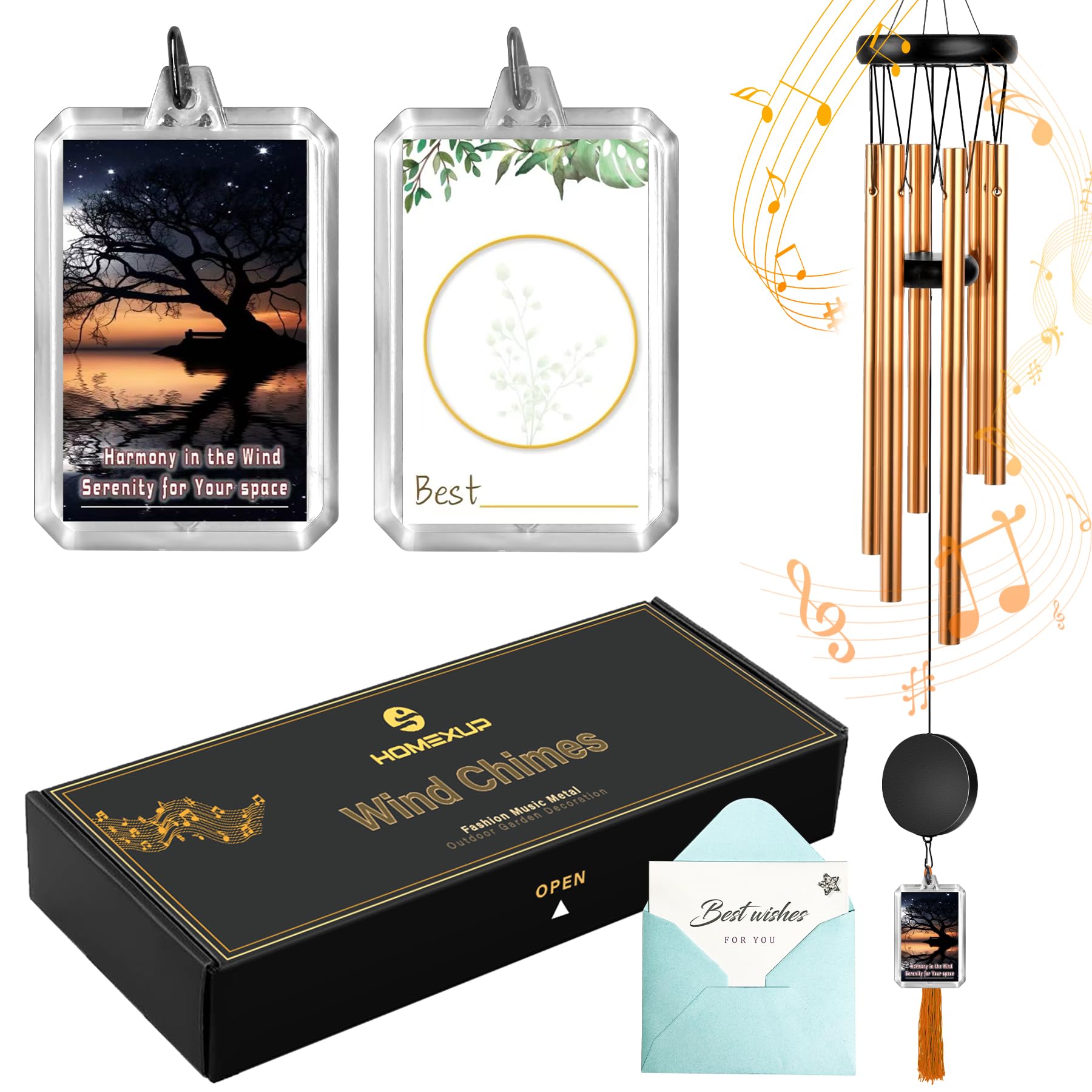 33" Memorial Wind Chime for Outdoor - Sympathy Wind Chime with Signature Plaque & Photo Holder, Bereavement Gift for Loss of Loved One, Funeral Keepsake for Mother Father, Garden & Patio Decor (Gold)-image-27