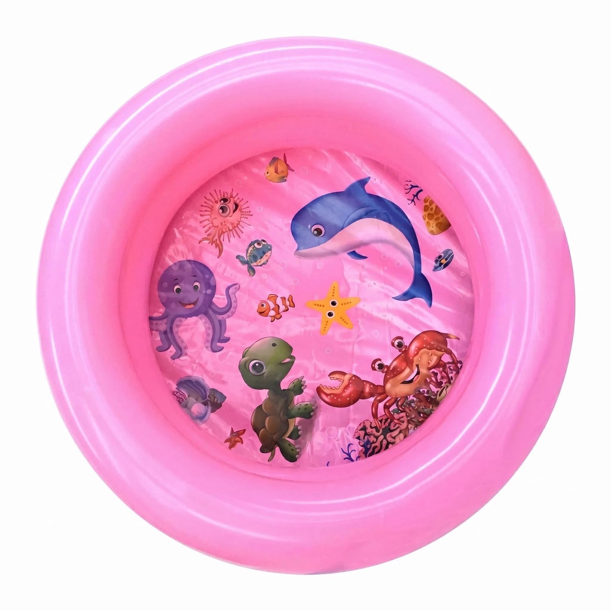 Paddling Pools for Kids, Round Inflatable Kiddie Pools Swimming Paddling Pool with Safety Floor Baby Inflatable Swimming Pool Toddler Swimpool Summer Water Toys for Indoor Outdoor (PInk, 65x12 cm)