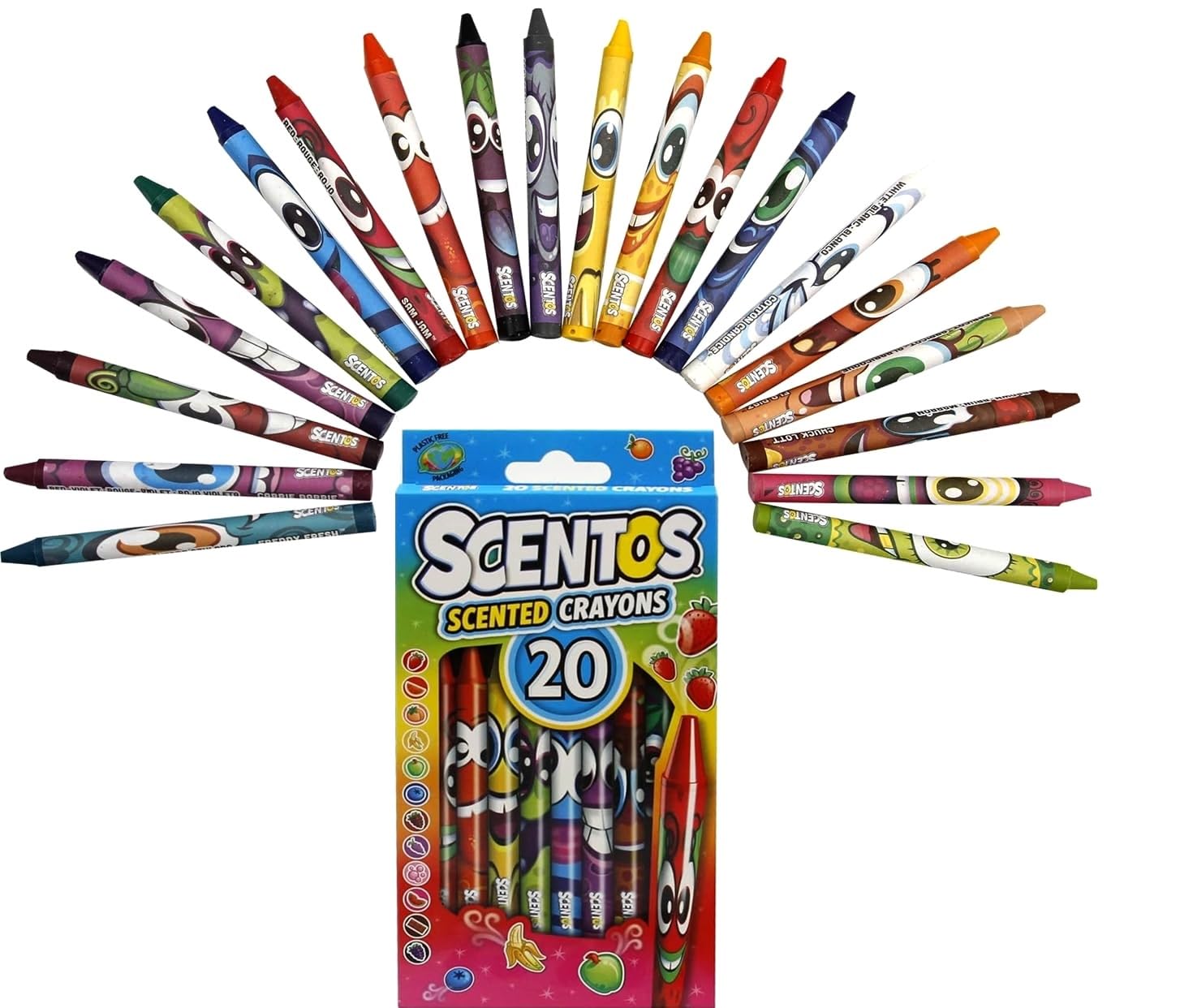 Scentos Vibrant scented crayons 20s By Fratelli | featuring famous, premium fruity scents and colorful | Great For Drawing,Coloring,Writing And Gifting/Return Gifts | Designed in the USA