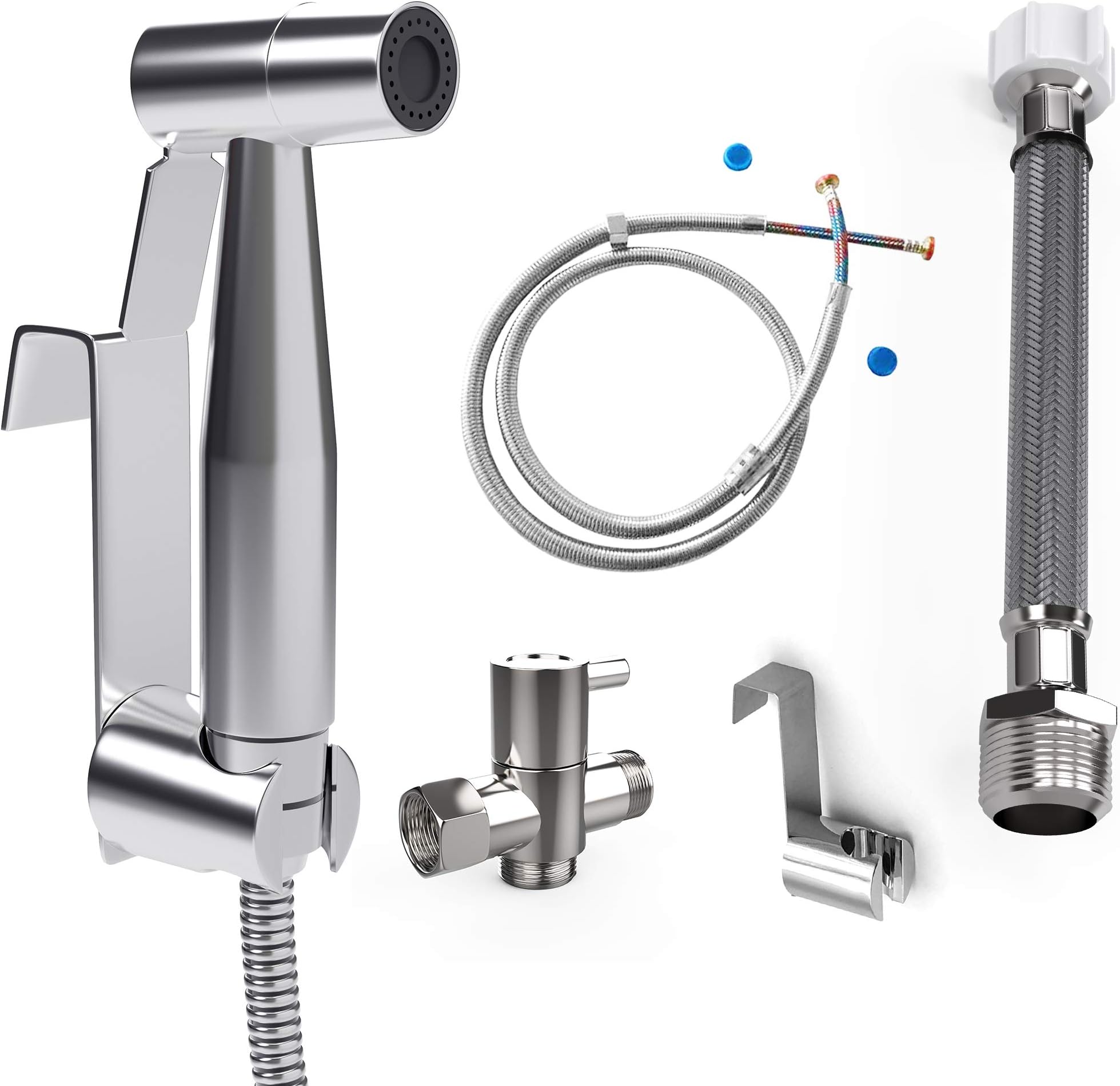 Handheld Bidet Sprayer for Toilet Sprayer with Longest 5 Feet Hose in the Market & Unique Connection Hose,Premium Stainless Steel best for Cloth Diaper Sprayer,Hand Held Bidet for Shattaf Shower