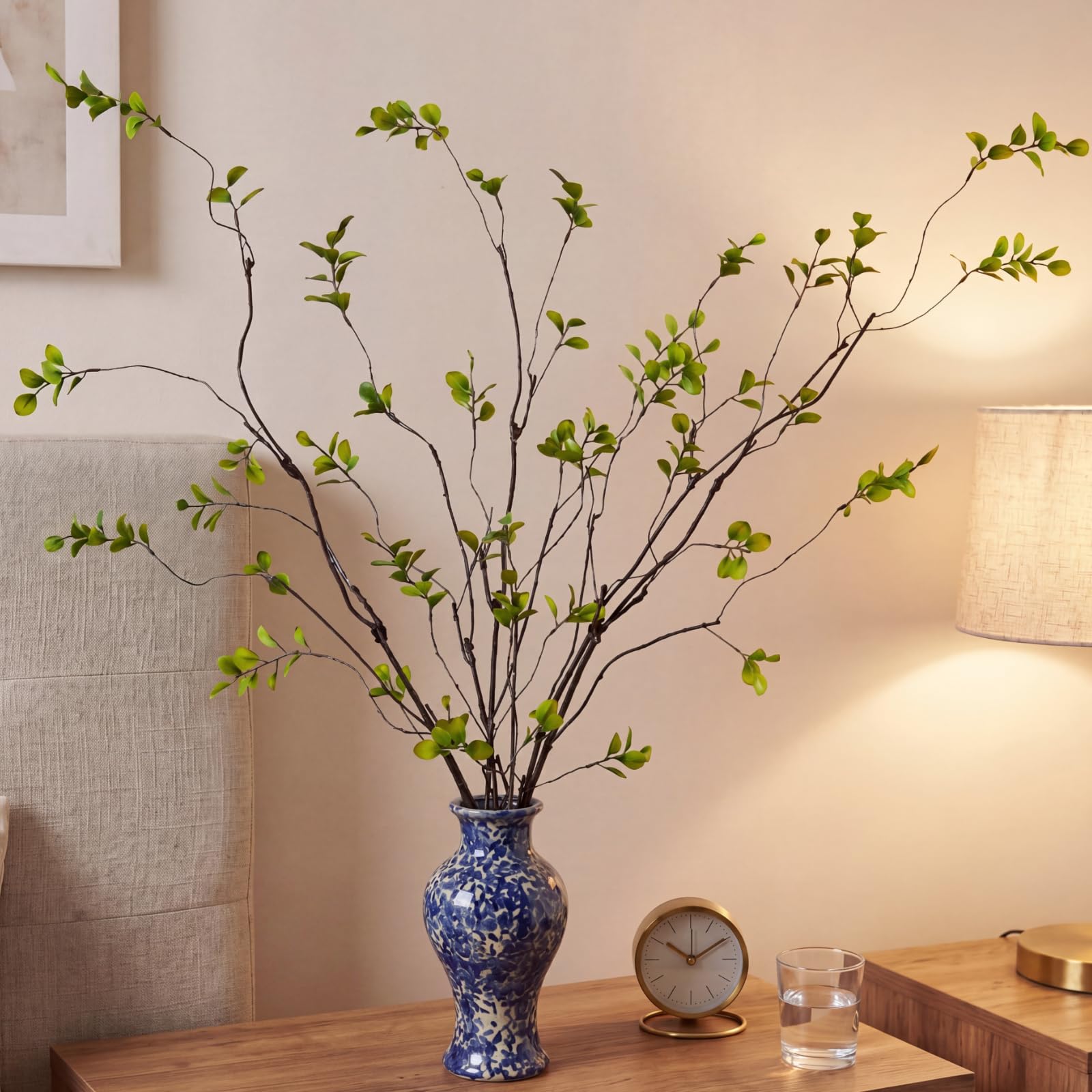 Giegxin Künstliche Ficus-Zweige, hohe Kunstblätter, Spray, grüne Eukalyptusstiele, realistische Pflanze für Vasenfüller, Schreibtischdekoration, künstliche Blätter, Zweige, Tafelaufsätze, Dekoration