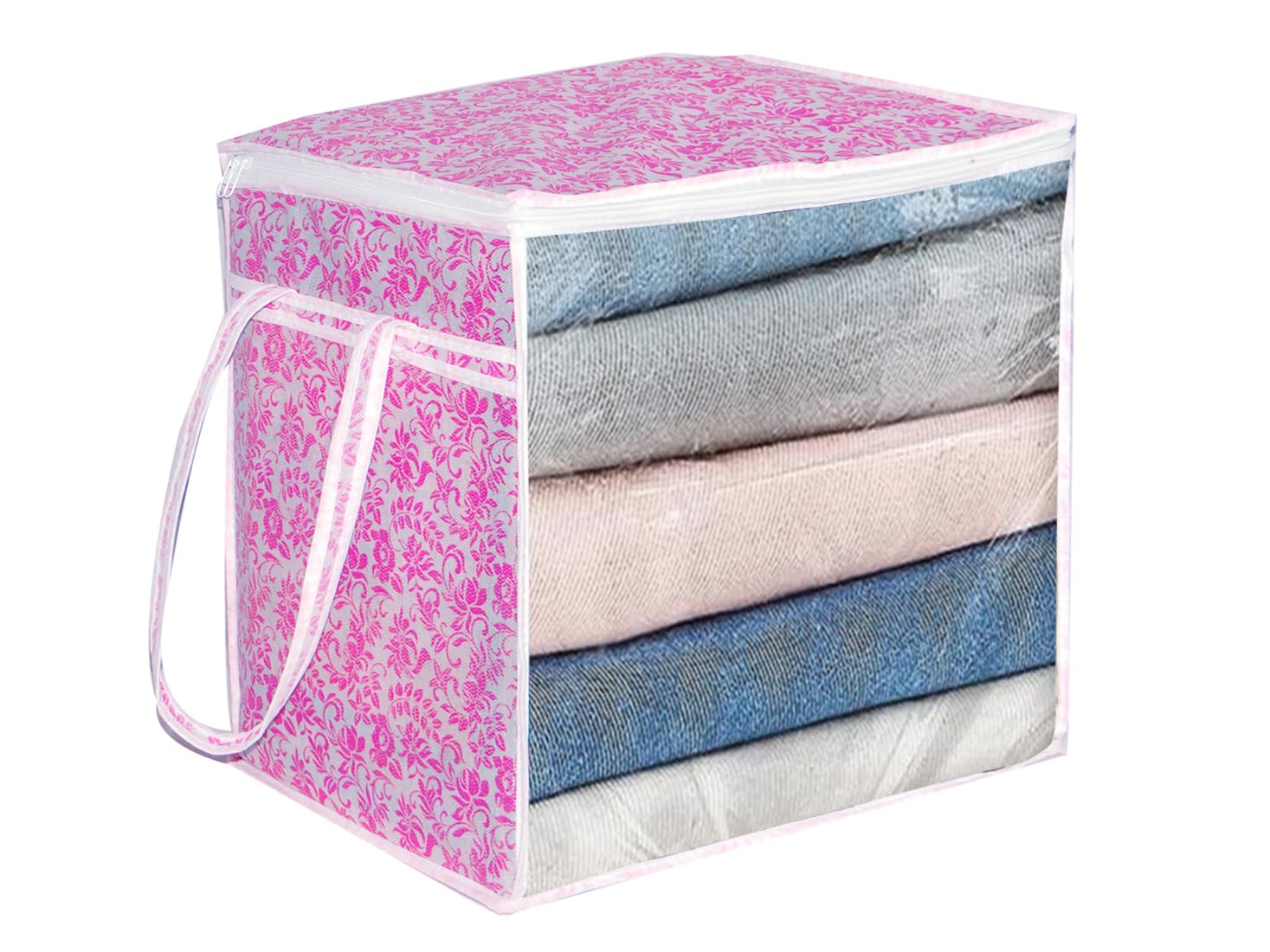 AARON INC Saree Box Clothes Storage Bag Non Woven Saree Bag With Zipper & Handle Large Size Storage Organizer for Wardrobe Clothing Storage Bags Garment Protector Covers Floral Print Pack of 1 (B0CZ9BZCSH) Amazon Price History, Amazon Price Tracker