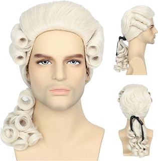 Miss U Hair Man Funny Wigs Men Blonde Colonial Powdered Wig Historical 18Th Century Wig for Halloween Costume