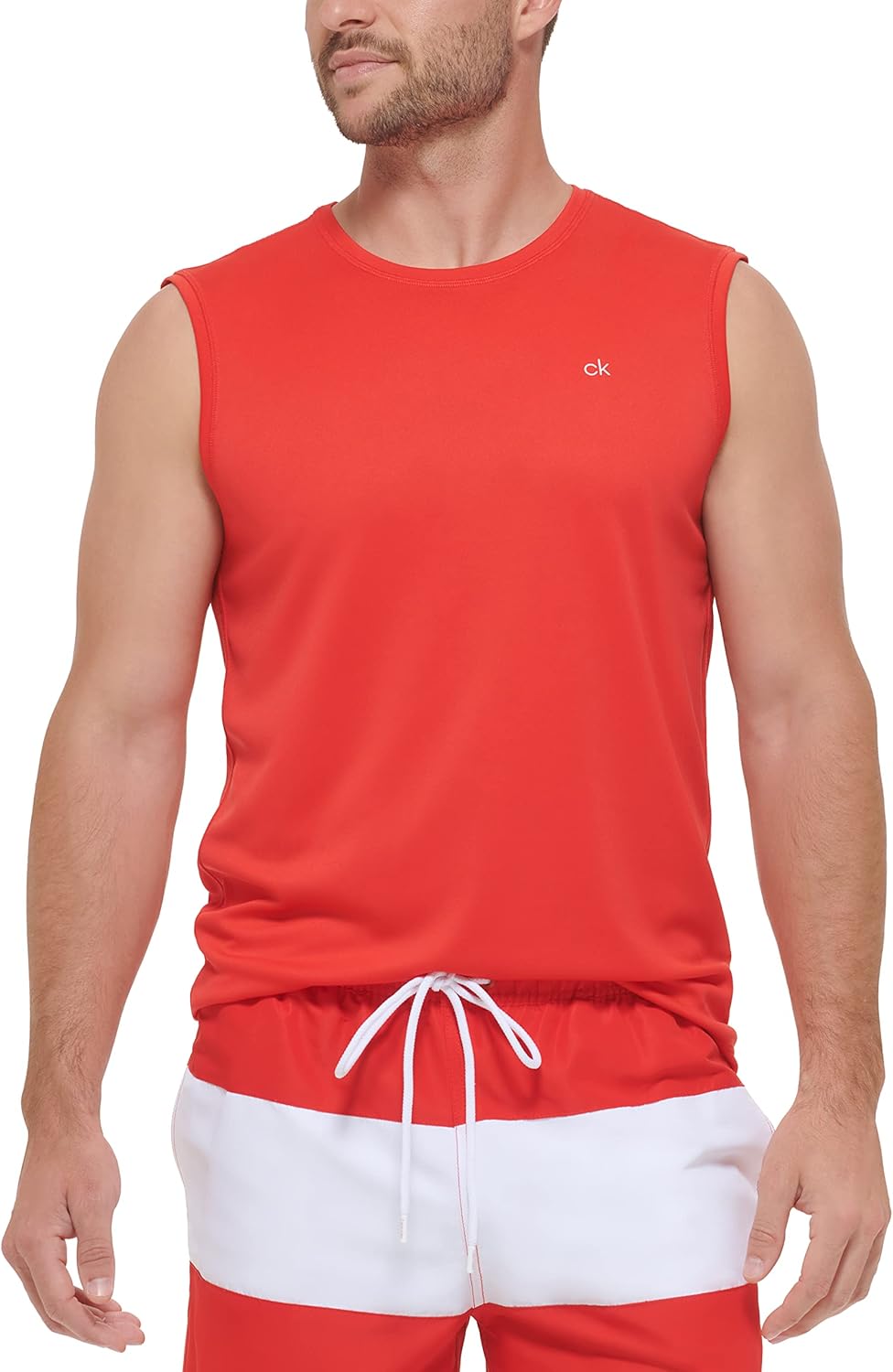 Calvin Klein Men's Standard UPF 40+ Sleeveless Quick Dry Swim Shirt
