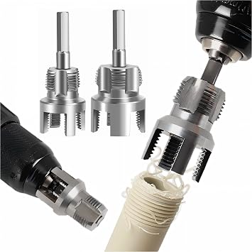 PVC Pipe Threader 2pcs 1/2 & 3/4 Pipe Threader Set for Plumbing Repairs Carbon Steel Internal & External Pipe Threading Tool KSQ-2pcs-NEW