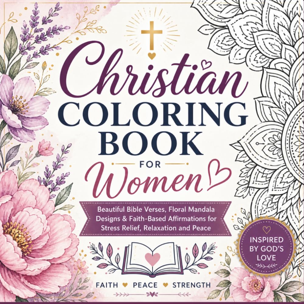 Christian Coloring Book for Women: Beautiful Bible Verses, Floral Mandala Designs & Faith-Based Affirmations for Stress Relief, Relaxation and Peace