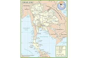 Thailand Road Map Laminated 24x30 Poster