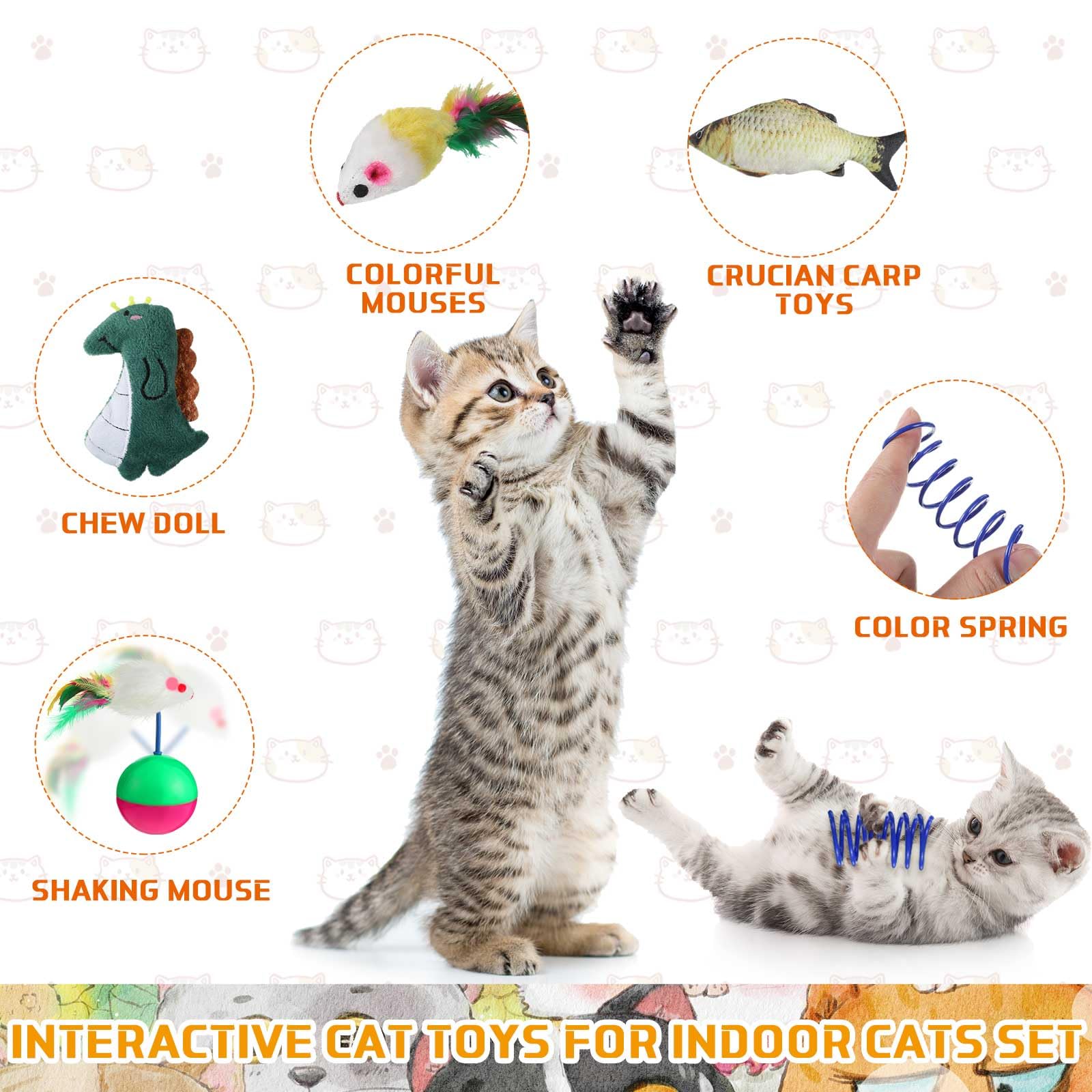 Shappy El juego de 150 juguetes para gatos incluye 40 resortes coloridos, 30 juguetes de ratones, 30 bolas brillantes interactivas, 24 bolas de felpa silenciosas, 10 bolas arrugadas, 9 varitas para