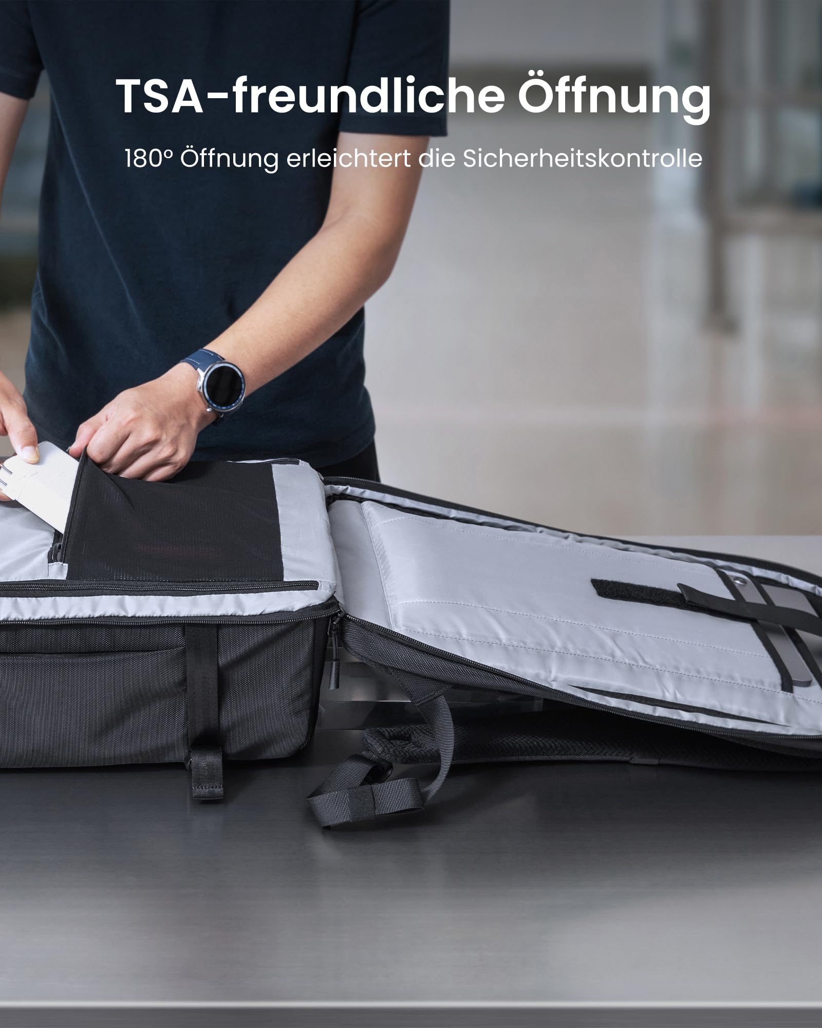 tomtoc 38L Reiserucksack, TSA Freundlich Handgepäck Rucksack Travel Backpack für 15,6-17,3 Zoll Laptop, Flug Genehmigt Rucksack Wasserdicht Reiserucksack Handgepäck Flugzeug für Reise Weekender Trip