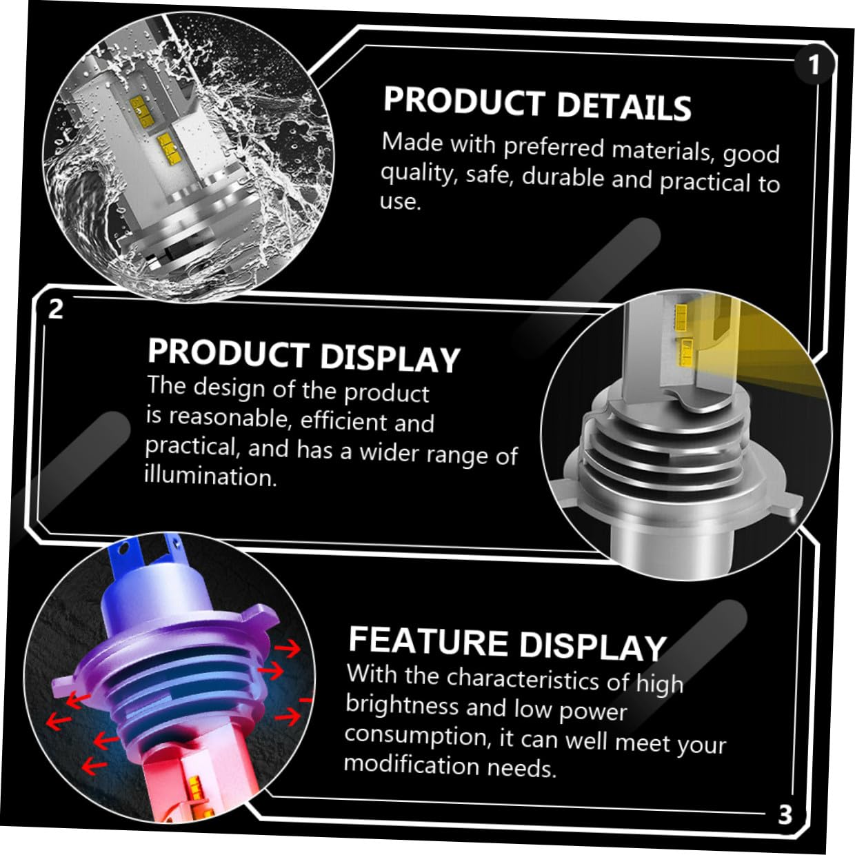 2x Lampadine LED H4 9003 55w 5000lm per Auto Luminosità Elevata e Basso Consumo, Lega di Alluminio, per Fari Anteriori Destri e Sinistri