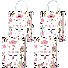 Brattol 16 Pieces My First Rodeo One Birthday Party Favors Bags,Cowgirl 1st Bday Gift Snacks Treat Candy Favors Bags with Handles for Cowgirl 1st Birthday Party Decorations