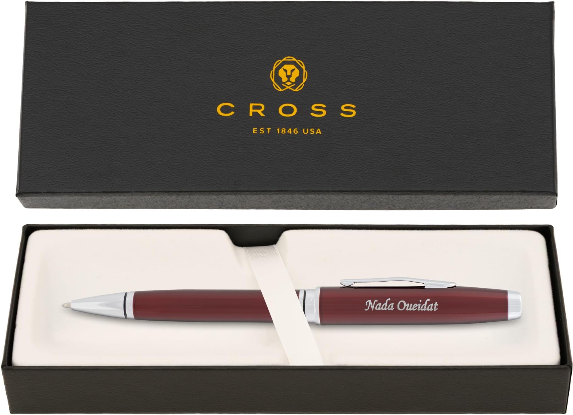 - Personalized, Custom Engraved Cross Pen for Men or Women | Cross Coventry Ballpoint Pen | Luxury Gift for Office, Graduation and Business [Red Lacquer with Chrome Trim]