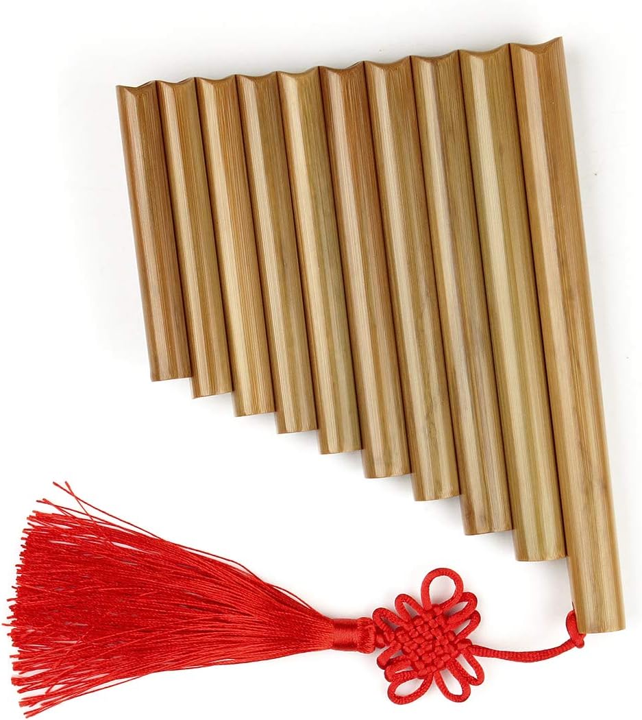 10 Pipes Pan Flute C Key Pan Pipes Woodwind Instrument Traditional Musical Instrument Bamboo Pan flute (Right Hand)