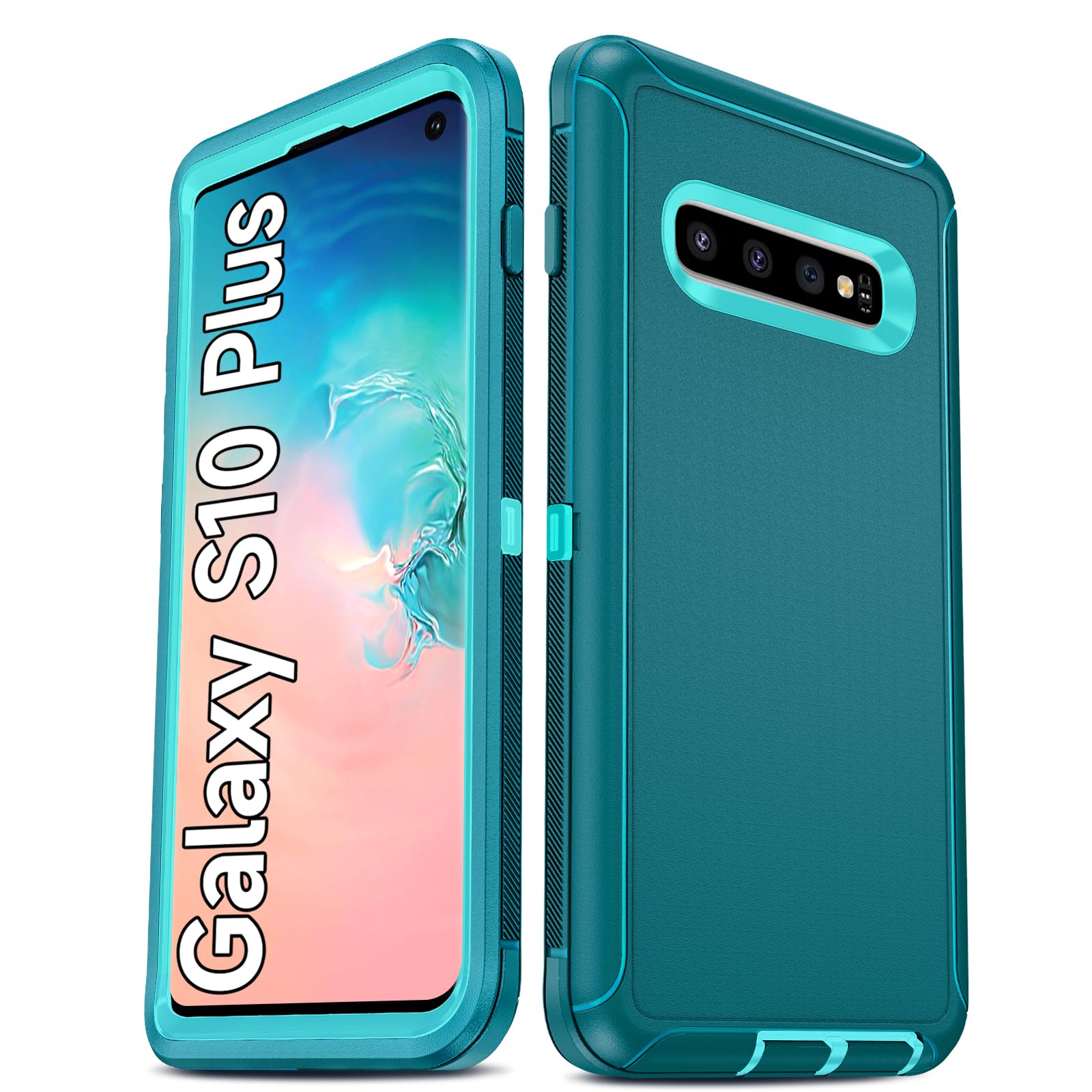 LeYi Compatible for Samsung Galaxy S10+/ Plus Case: Heavy Duty 3 in 1 Galaxy S10 Plus Cover, Military Grade Samsung S10 Plus funda, Shockproof Phone Cover for Samsung Galaxy S 10 Plus (Teal Blue)