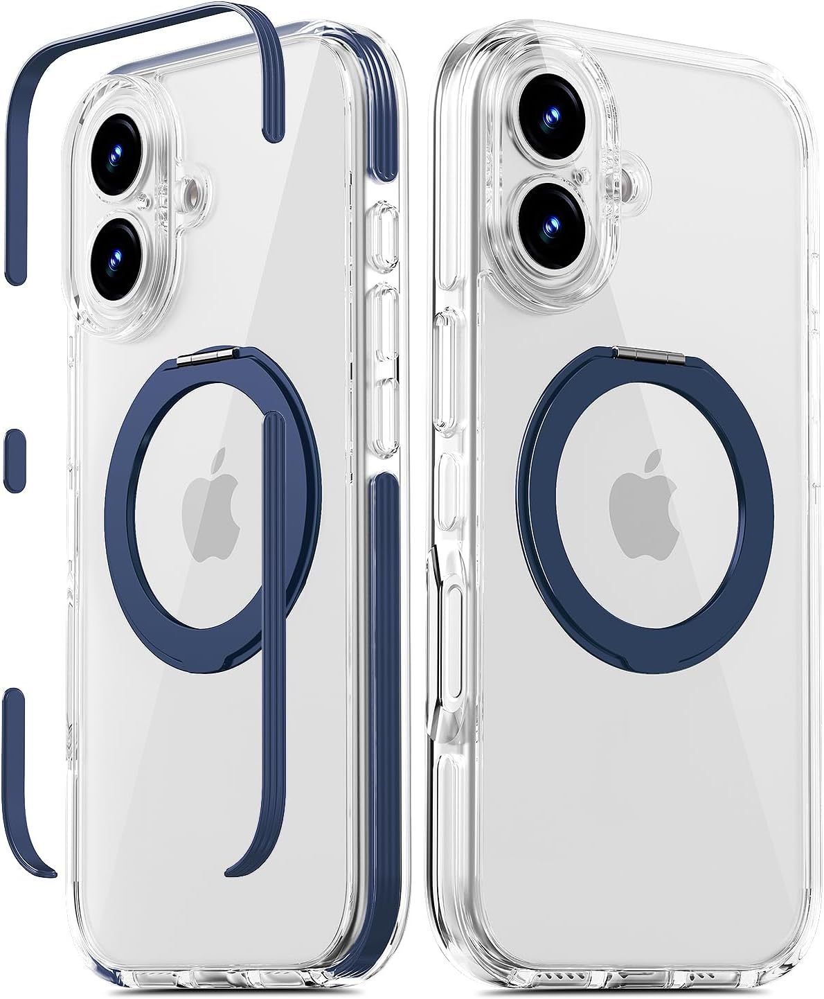 Magnetic for iPhone 16 Case with 360 Spin Stand [Compatible with MagSafe] [Military-Grade Protection] [Detachable Strip] Anti-Yellowing Slim Case for iPhone 16 6.1", Blue