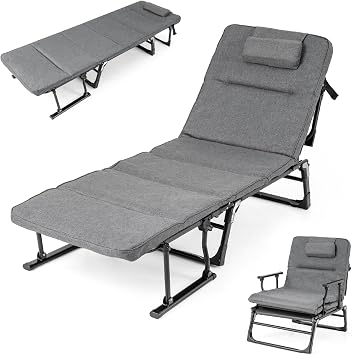 KOTEK Folding Camping Cot for Adults, Portable Cot Bed w/Mattress & Pillow