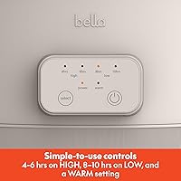 Vista 3 de bella 6.0 Qt Programmable Slow Cooker, Ceramic Nonstick Coating, Adjustable Temperature & Cooking Times, Dishwasher Safe Stoneware Pot & Tempered