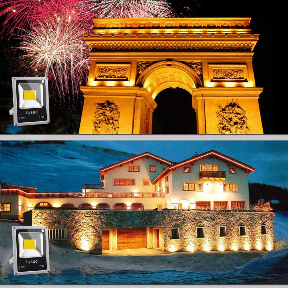 12 Volt Flood Light Bowfishing Lights 30W Low Voltage Flood Lights Outdoor IP66 Waterproof (Warm Light 2Pack)
