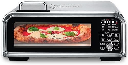 Kitchen Elite Combo de freidora de aire digital 15 en 1 con panel táctil y capacidad de pizza de 12 pulgadas, acero inoxidable, plateado