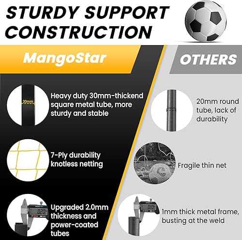 Miniatura 5 de MangoStar Portería de fútbol, portería de fútbol de 12 x 6 pies para patio trasero, red de metal plegable, red de fútbol de configuración rápida