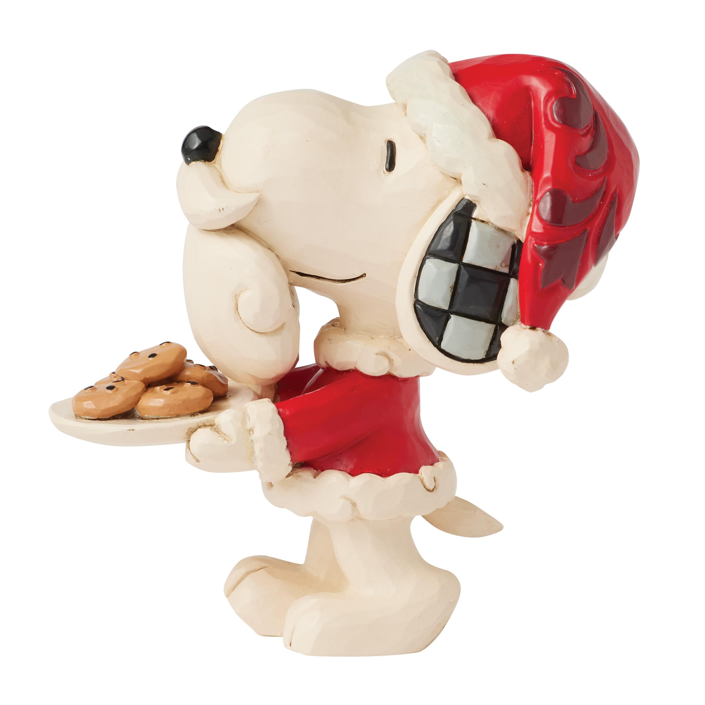Enesco Peanuts by Jim Shore Snoopy Santa with Milk and Cookies Miniature Figurine, 3.3 Inch, Multicolor