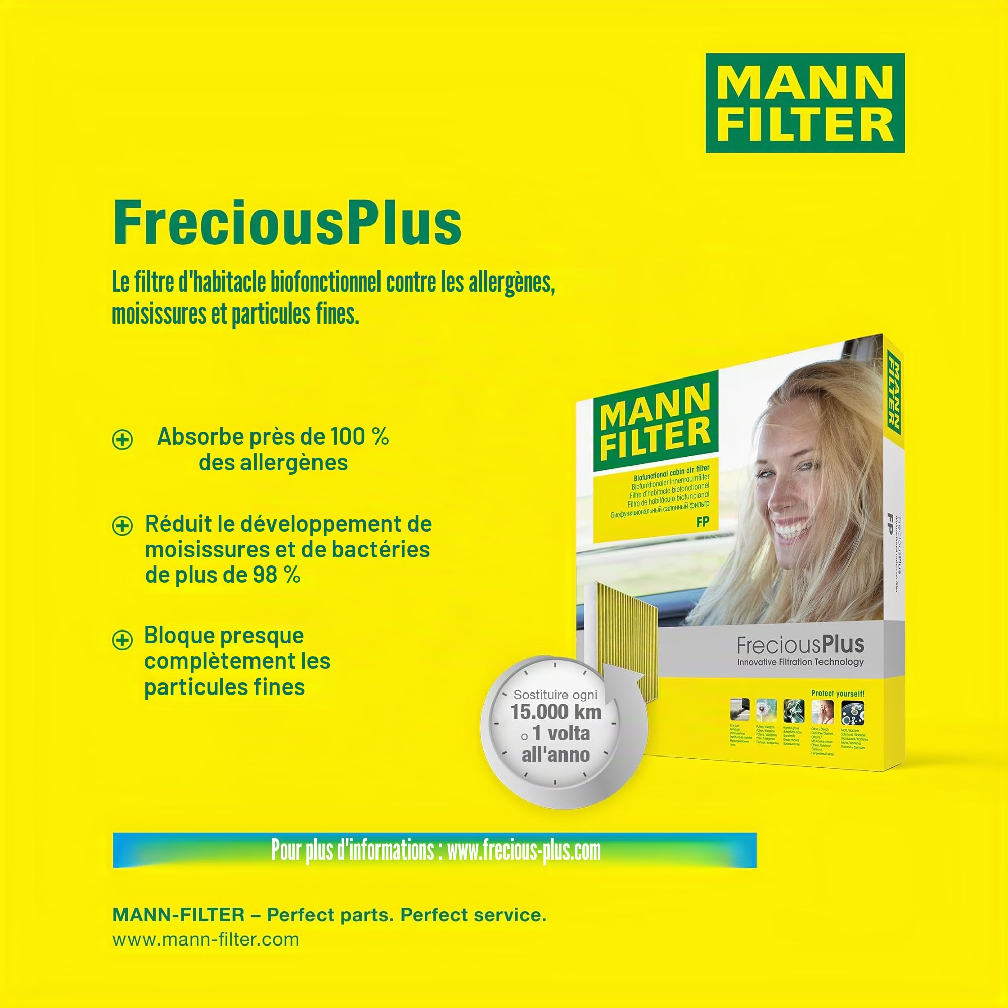 MANN-FILTER Filtre d'habitacle Filtre à charbon actif avec polyphenol, avec effet antibactérien, Filtre à poussière fine (PM 2.5), avec une activité antifongique, Filtre à charbon actif FP 28 013
