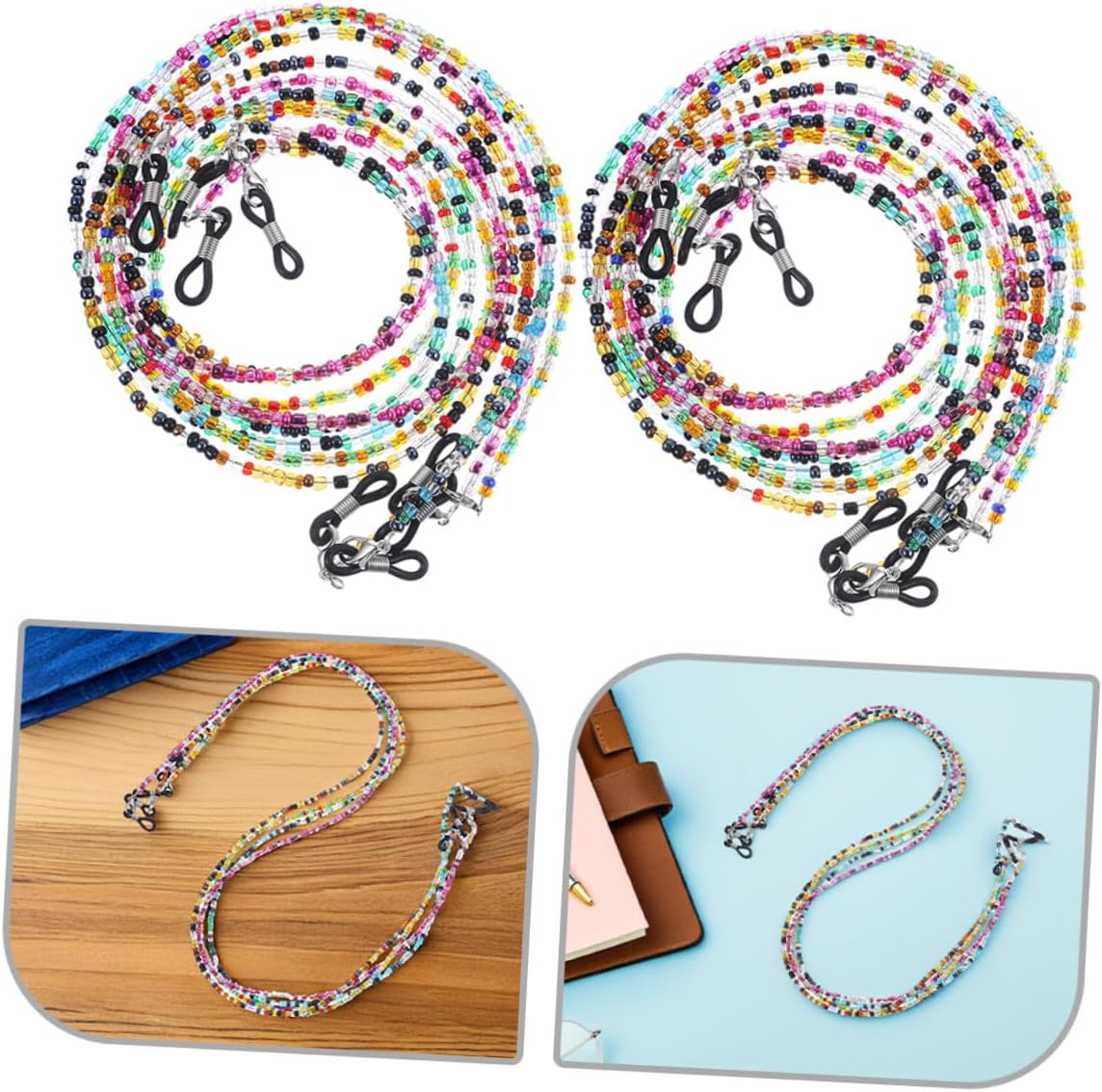 Kisangel 8pcs Eyeglass Chain Holder with Mask Lanyard Strap Safety Retainers Glasses Necklace Cord for Women Sunglasses Eyewear Keepers around Neck